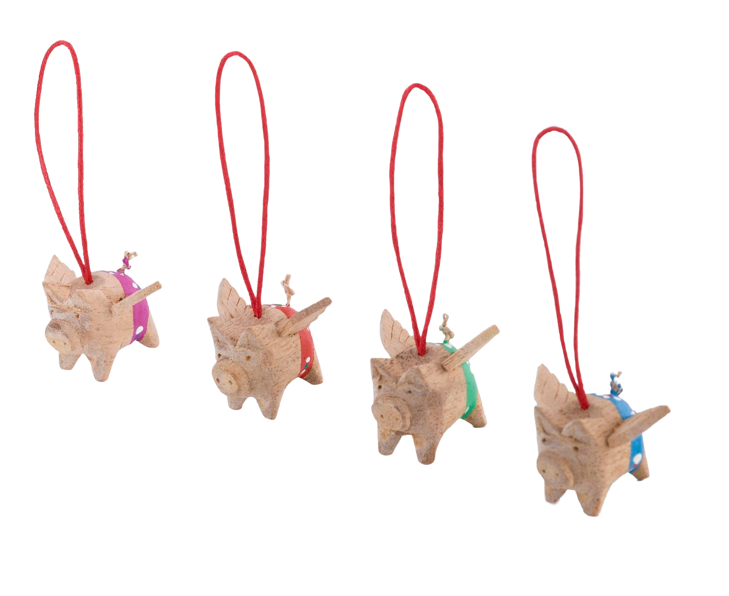 Holzschwein mit Flügel in 4 Farben