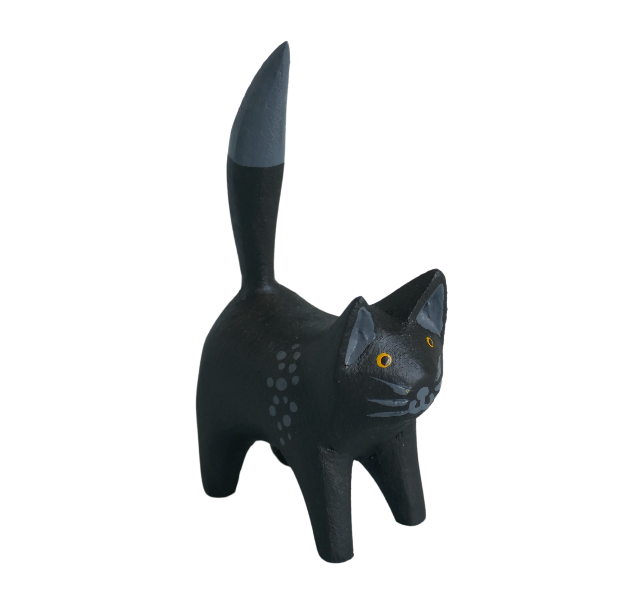 Katze aus Holz, schwarz
