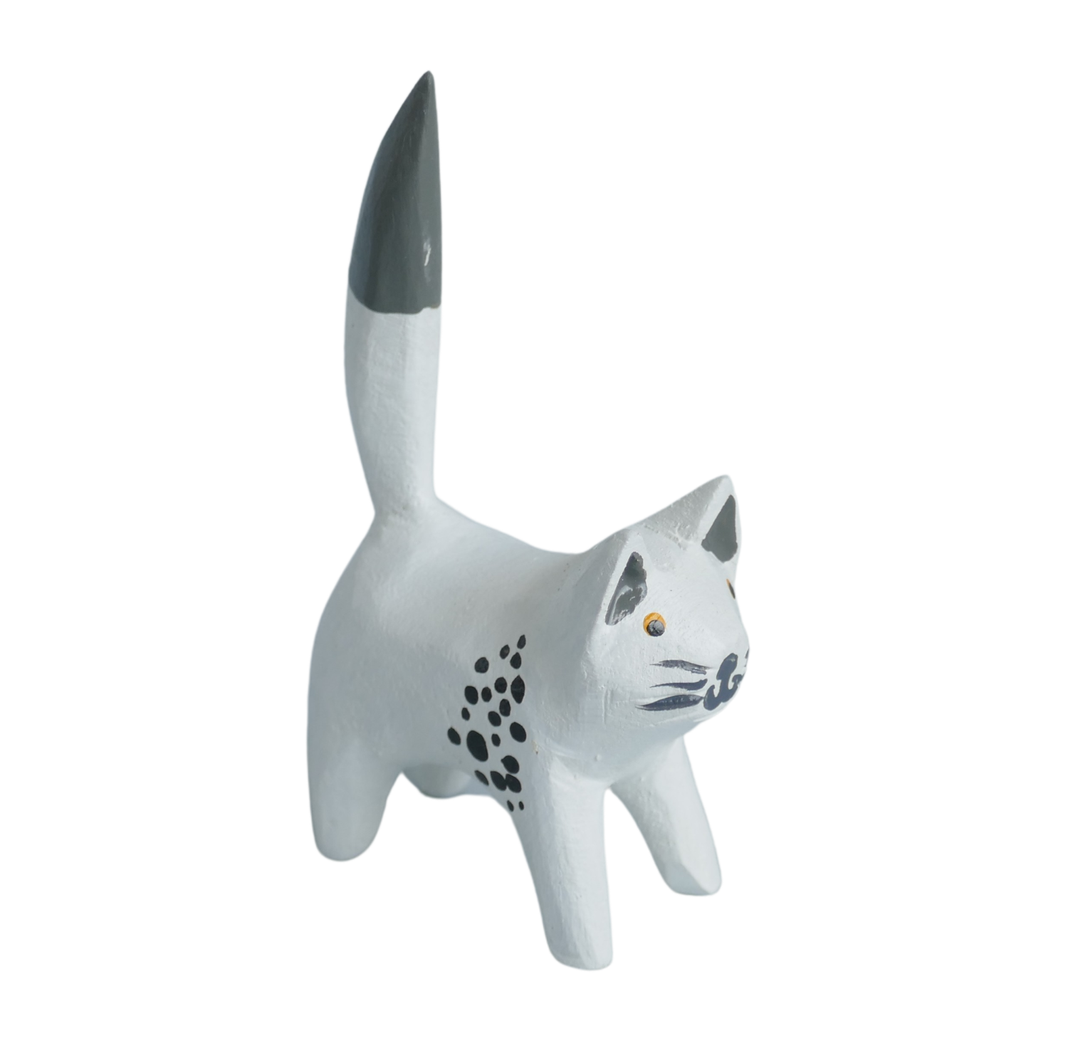 Katze aus Holz, weiß