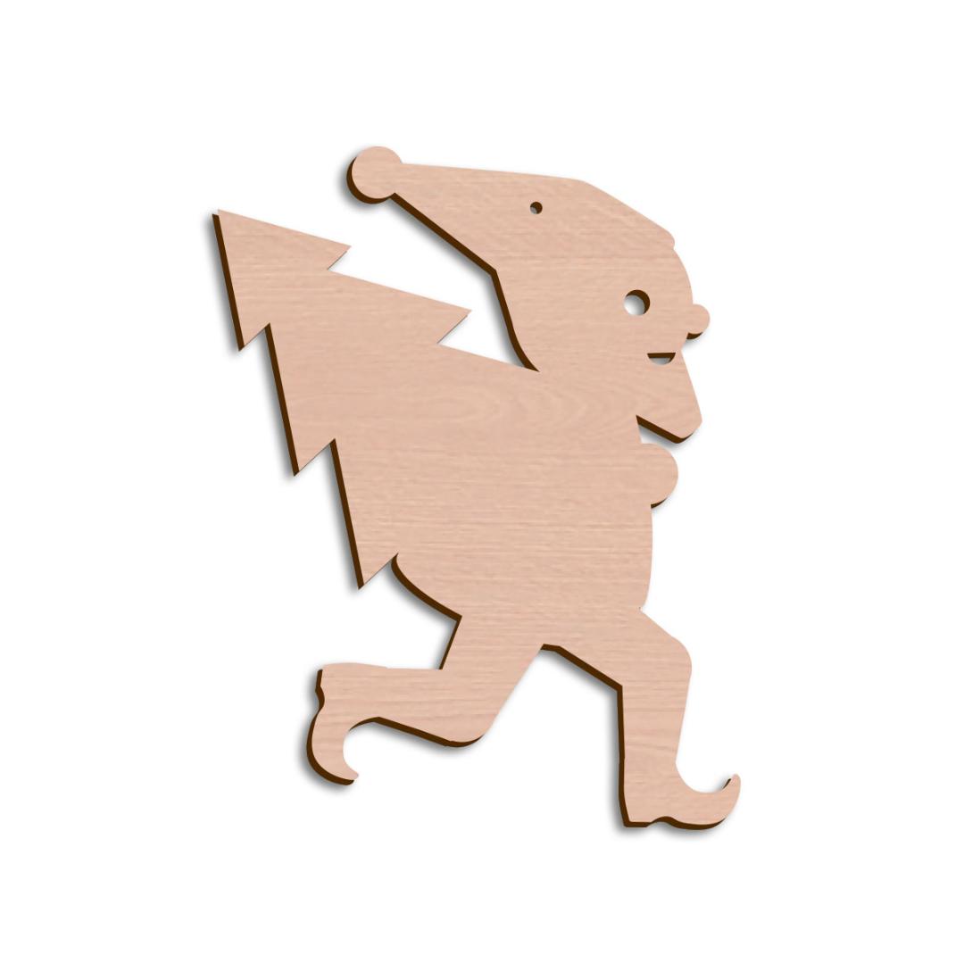 Holzwichtel trägt Weihnachtsbaum - Weihnachts-Deko zum aufhängen