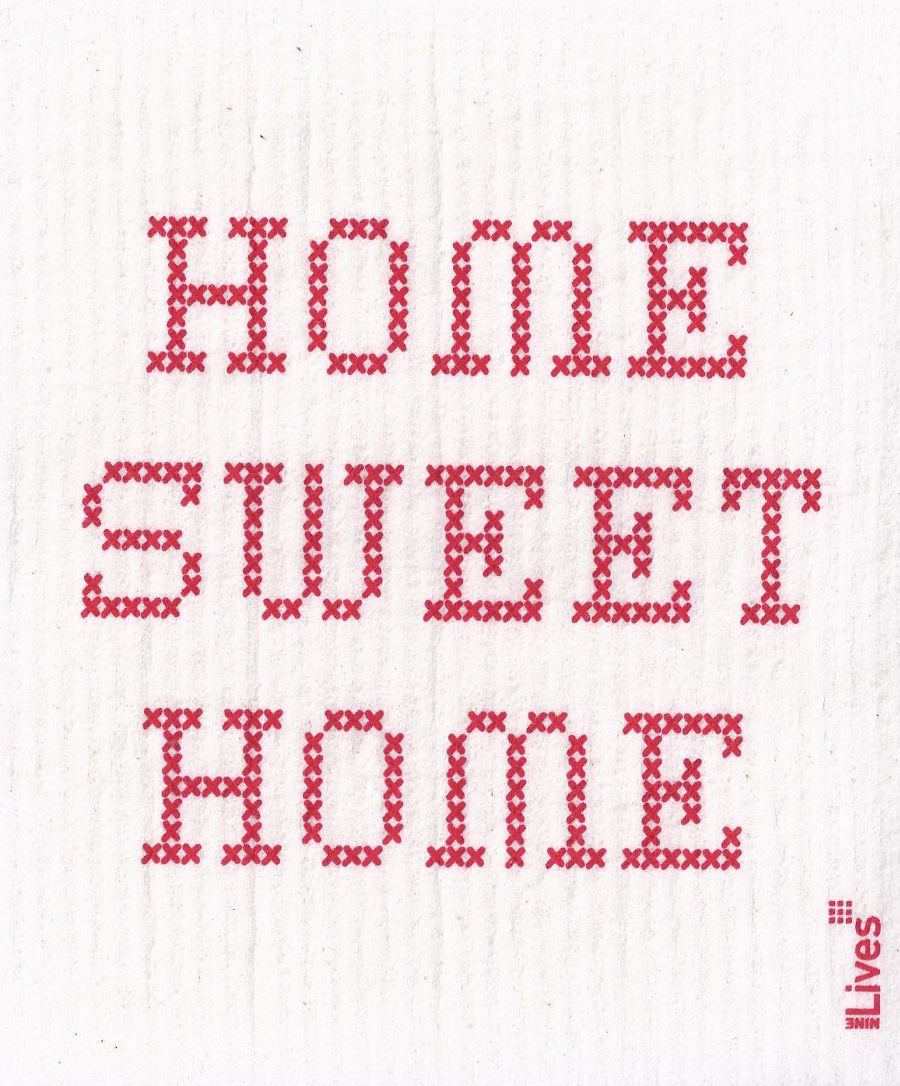 Schwammtuch  Home sweet Home, rot